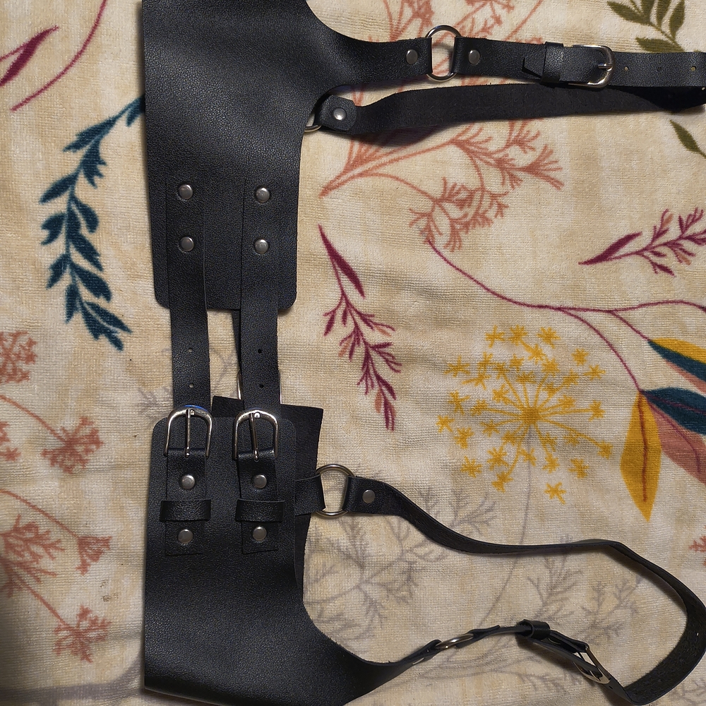 Black Leather Harness with Buckle Details